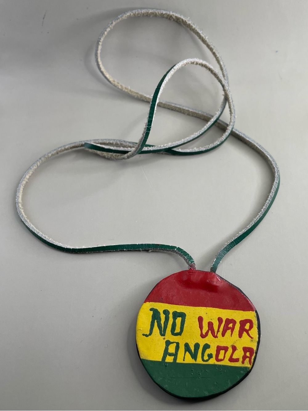 Handmade 'No War Angola' Pendant Necklace - Vintage 2000